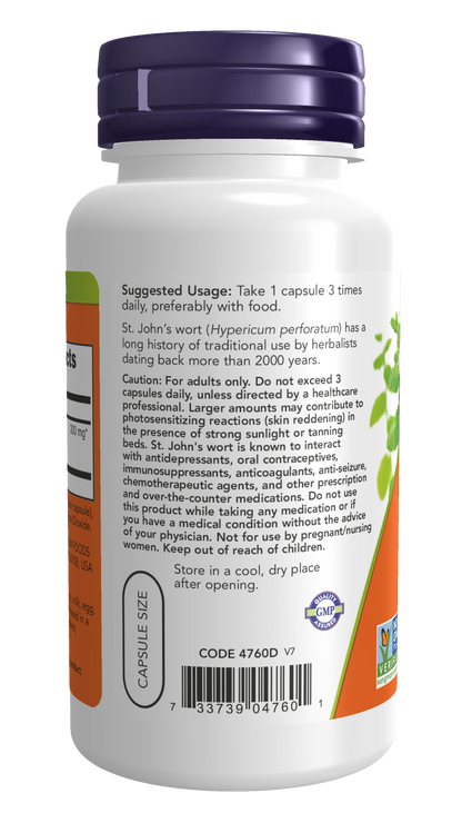 NOW Foods St Johns Wort 300mg 100vcaps — St Johns Wort 300mg 100vcaps support