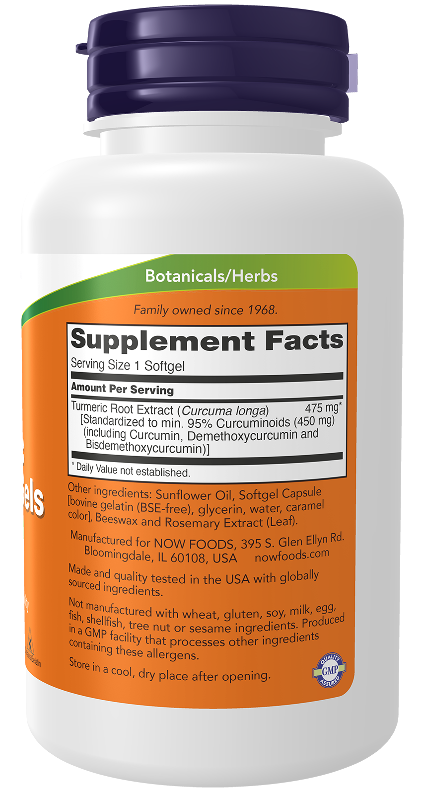 NOW Foods Turmeric Curcumin Gels 60gels — Turmeric Curcumin Gels 60gels facts