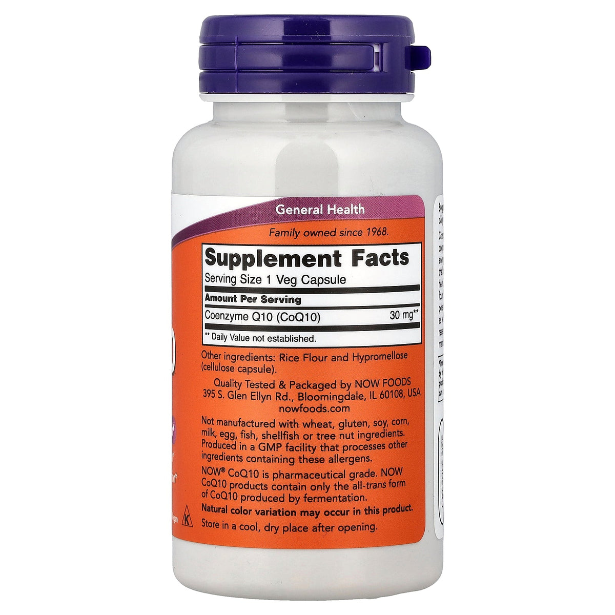 NOW Foods Coq10 30mg — 120vcaps facts