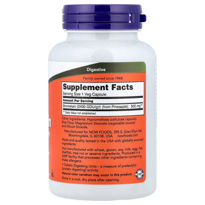 NOW Foods Bromelain 500mg — 120veg caps facts