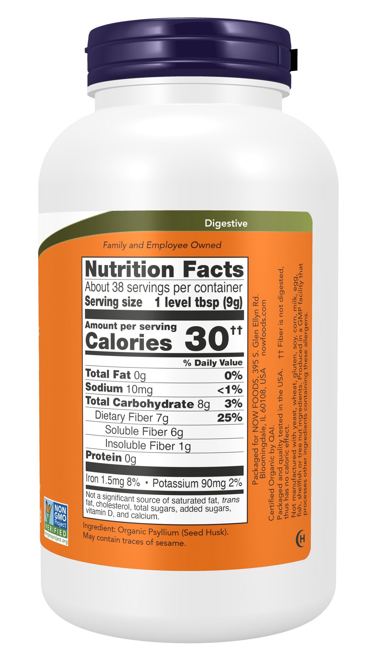 NOW Foods Organic Psyllium Powder 12oz — Organic Psyllium Powder 12oz facts