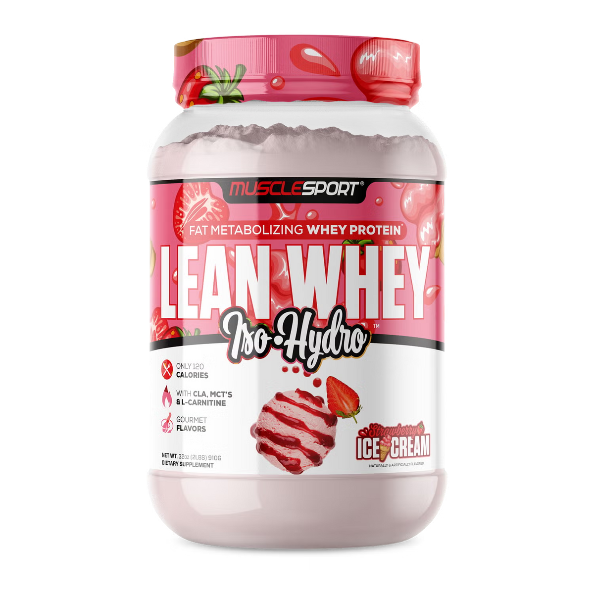 MuscleSport Lean Whey — 2lb Strawberry hero