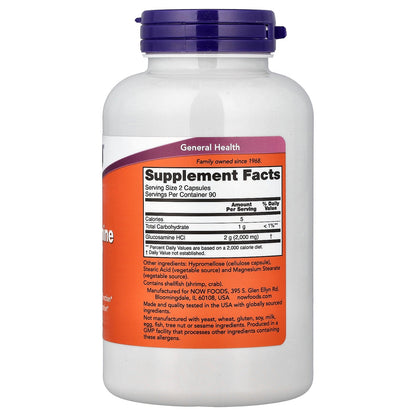 NOW Foods Glucosamine 1000mg 180 caps — Glucosamine 1000mg 180 caps facts