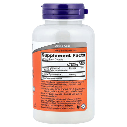 NOW Foods NAC 600mg 100 vcaps — NAC 600mg 100 vcaps facts
