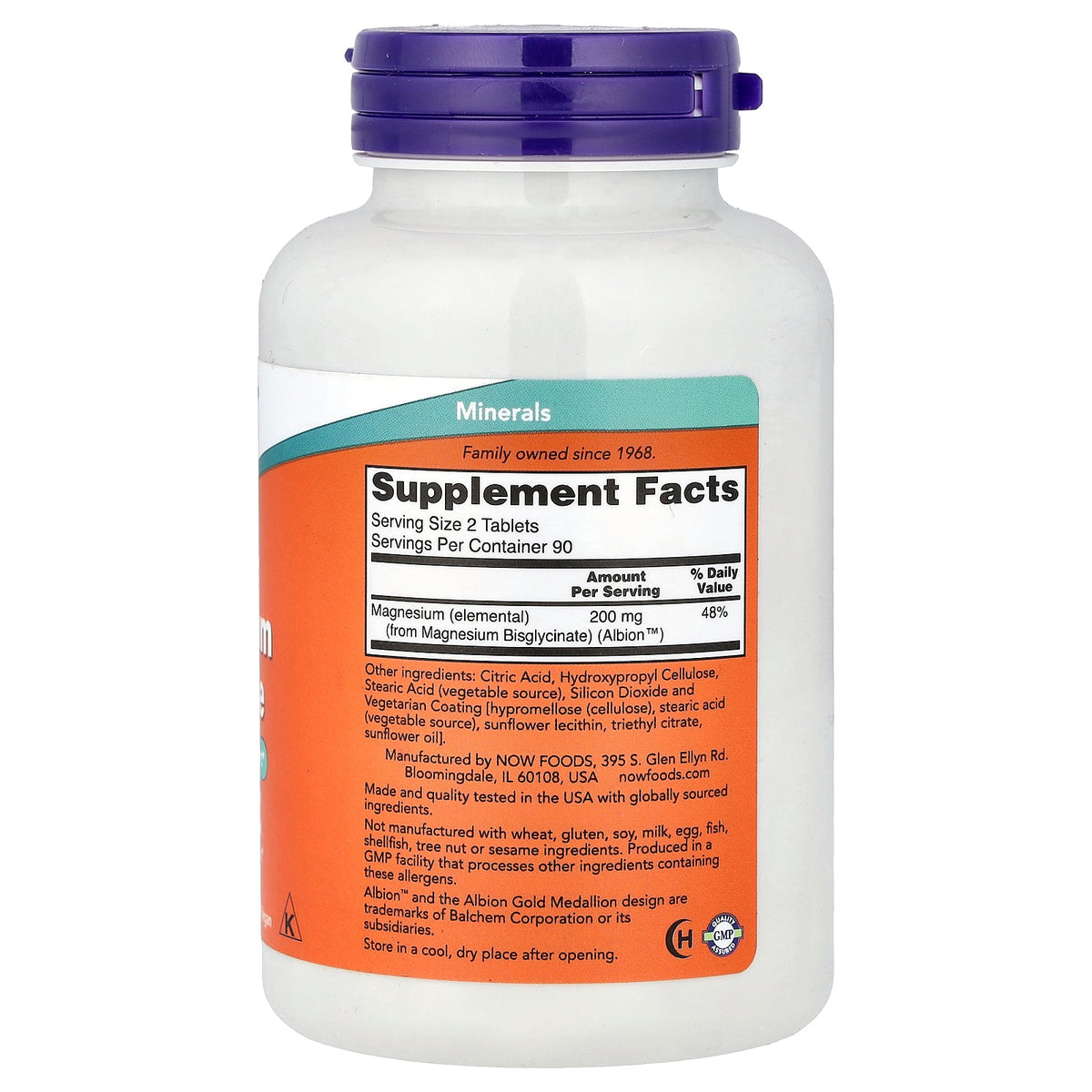 NOW Foods Magnesium Glycinate 180 tablets — Magnesium Glycinate 180 tablets facts