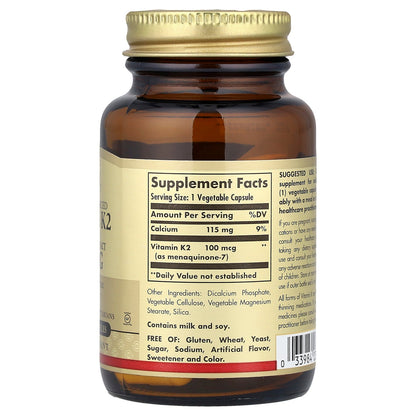 Solgar Vitamin K2 100MCG 50 Caps — Vitamin K2 100MCG 50 Caps facts