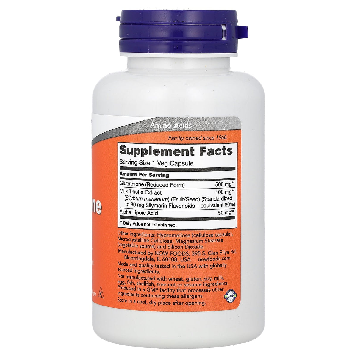 NOW Foods Glutathione 500mg — 60 vcaps facts