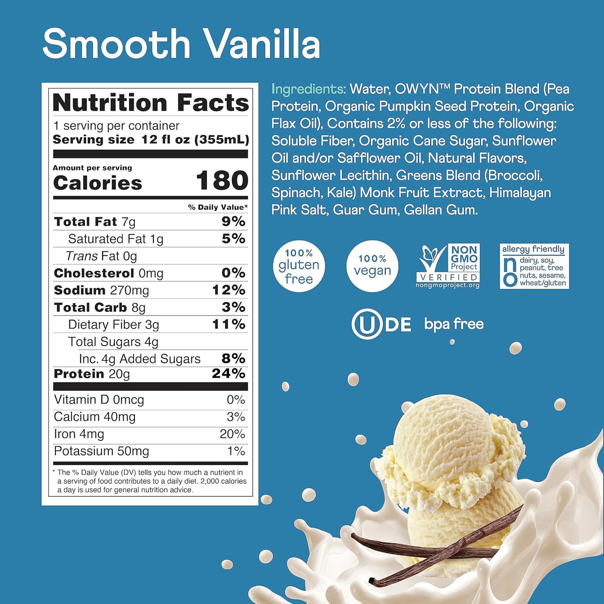 OWYN Vegan Protein RTD — Vanilla facts
