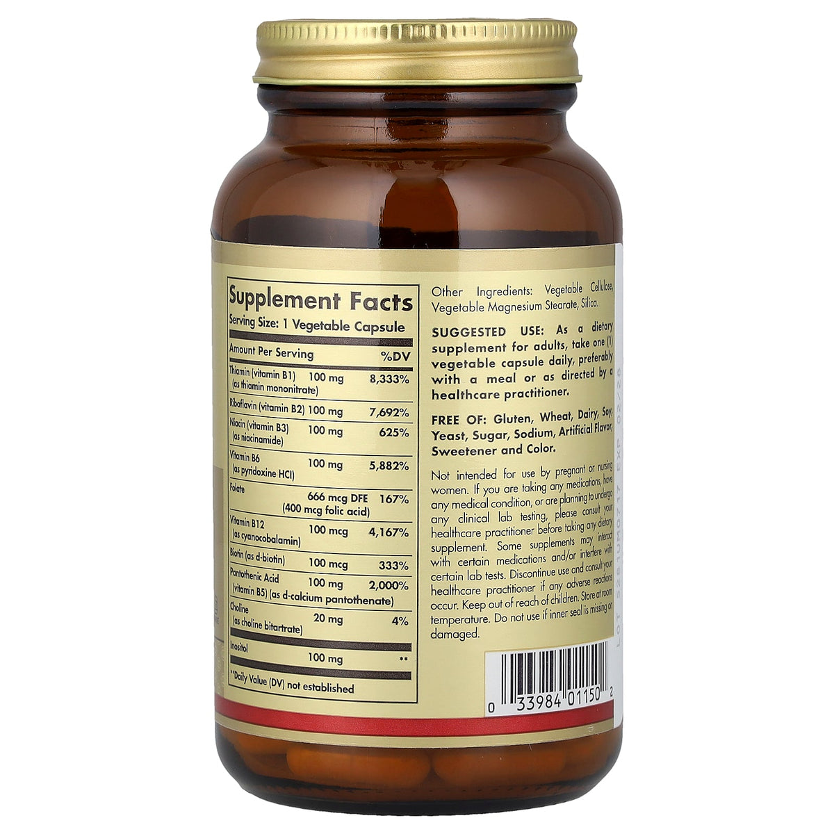 Solgar B Complex 100 — 100 veg caps facts