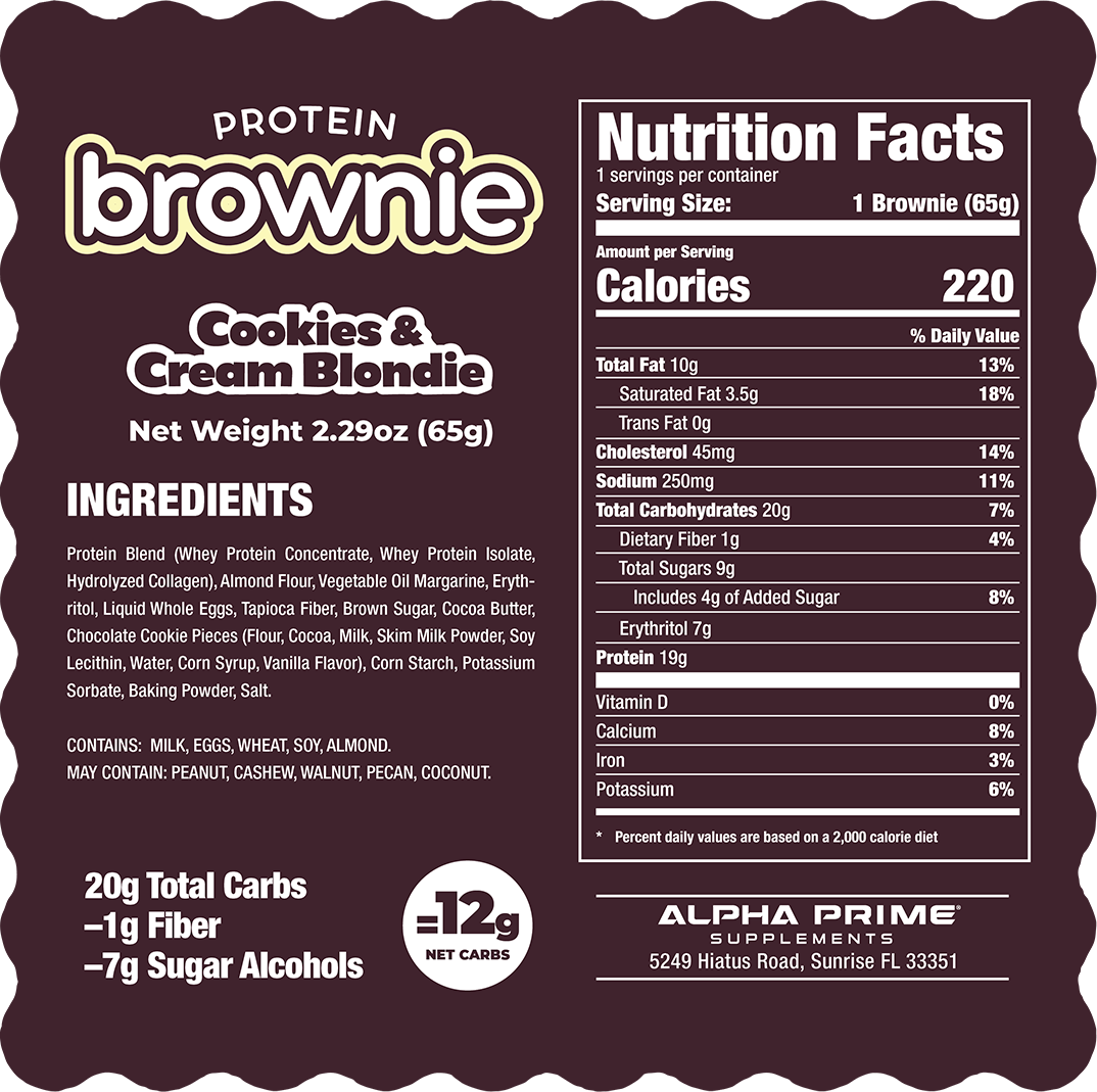 Prime Bites Protein Brownie — Cookies and Cream facts