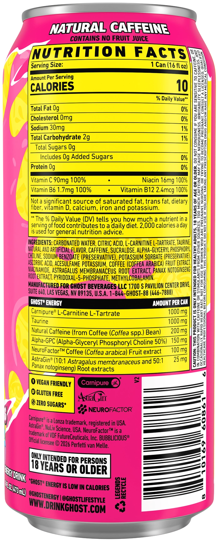 GHOST ENERGY — Bubblicious facts