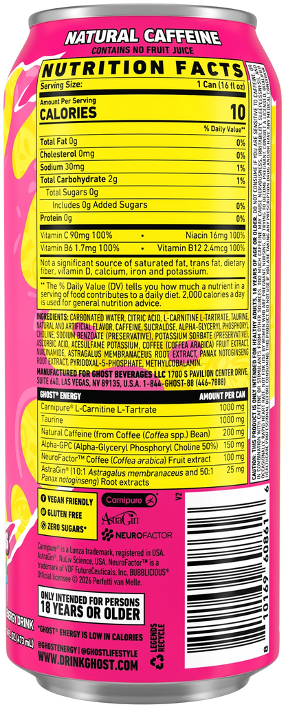 GHOST ENERGY — Bubblicious facts
