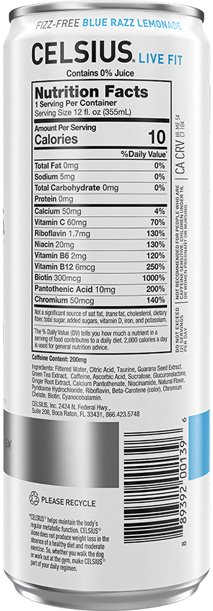 Celsius Energy Drink — Blue Razz facts
