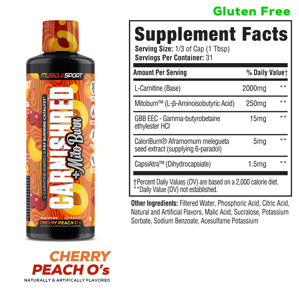 MuscleSport Carnished and Mitoburn — Cherry Peach facts