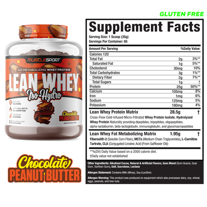 MuscleSport Lean Whey — 5lb Chocolate Peanut Butter facts