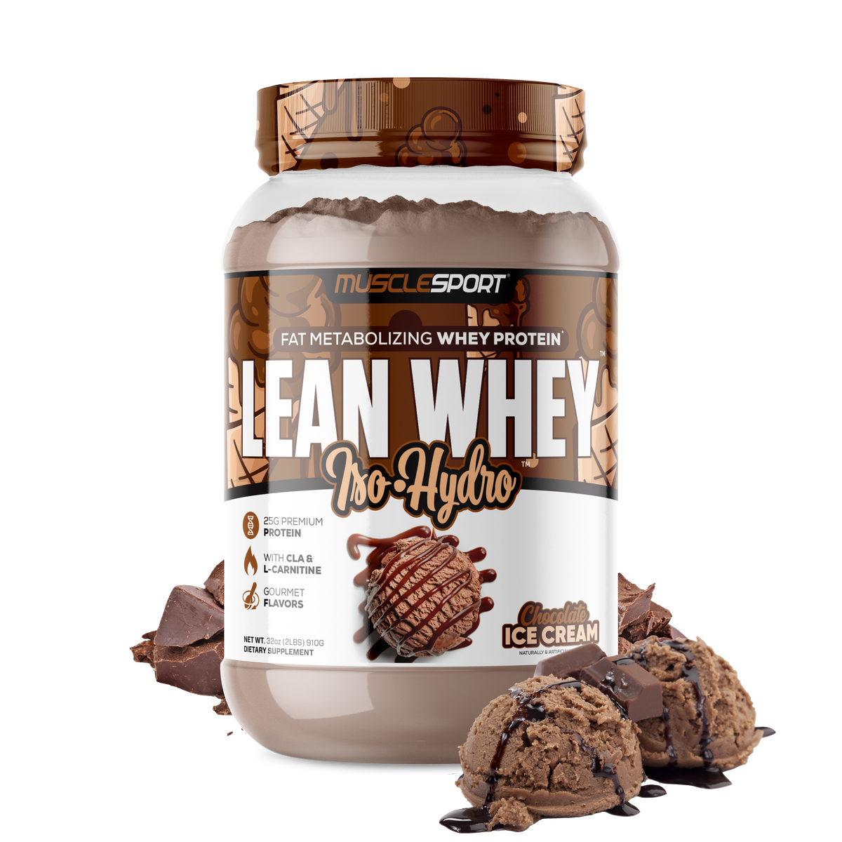 MuscleSport Lean Whey — 2lb Chocolate support