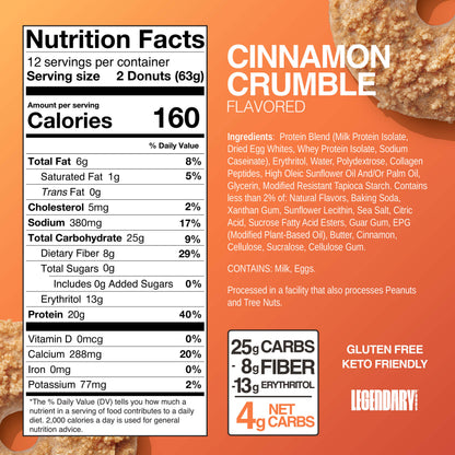 Legendary Foods Protein Donut — Cinnamon Crumble facts