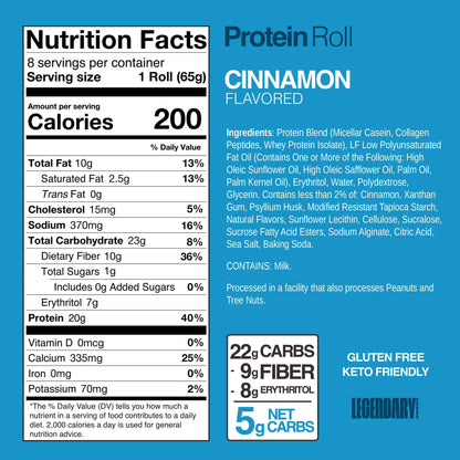 Legendary Foods Protein Sweet Roll — Cinnamon facts
