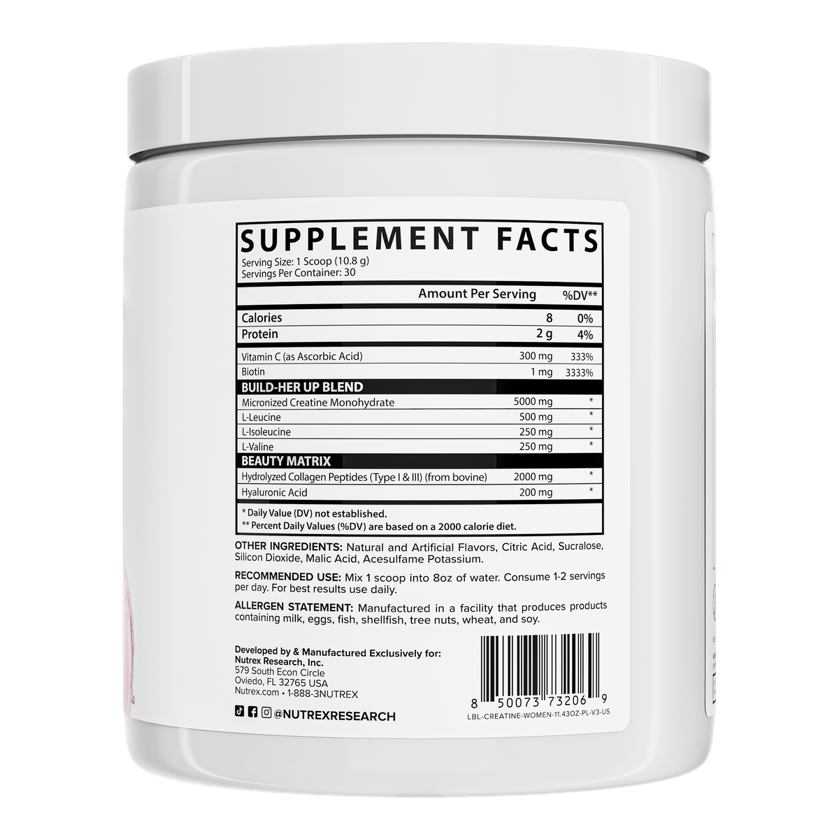 Nutrex Research Creatine for Women — Pink Lemonade facts