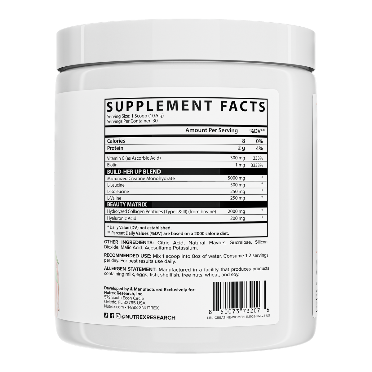 Nutrex Research Creatine for Women — Peach Mango facts