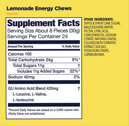 GU Energy Labs Energy Chews — Lemonade facts