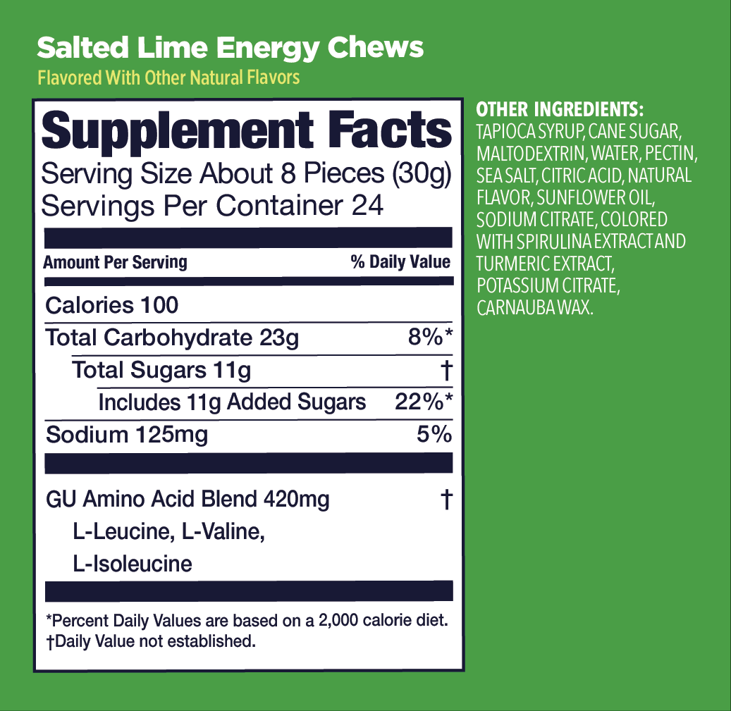 GU Energy Labs Energy Chews — Salted Lime facts