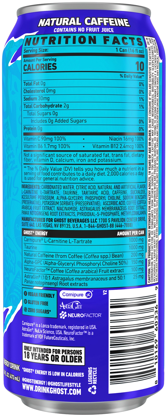 GHOST ENERGY — Blue Raspberry facts