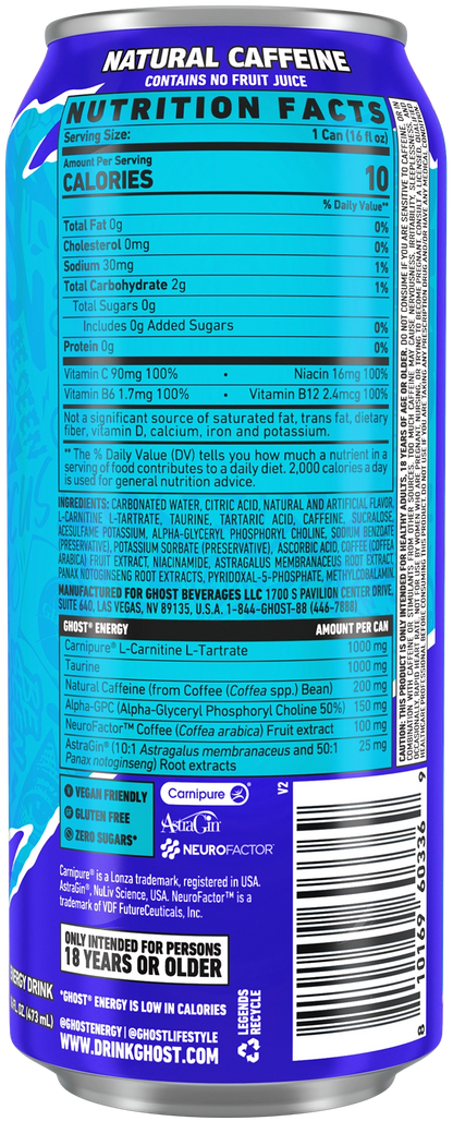 GHOST ENERGY — Blue Raspberry facts