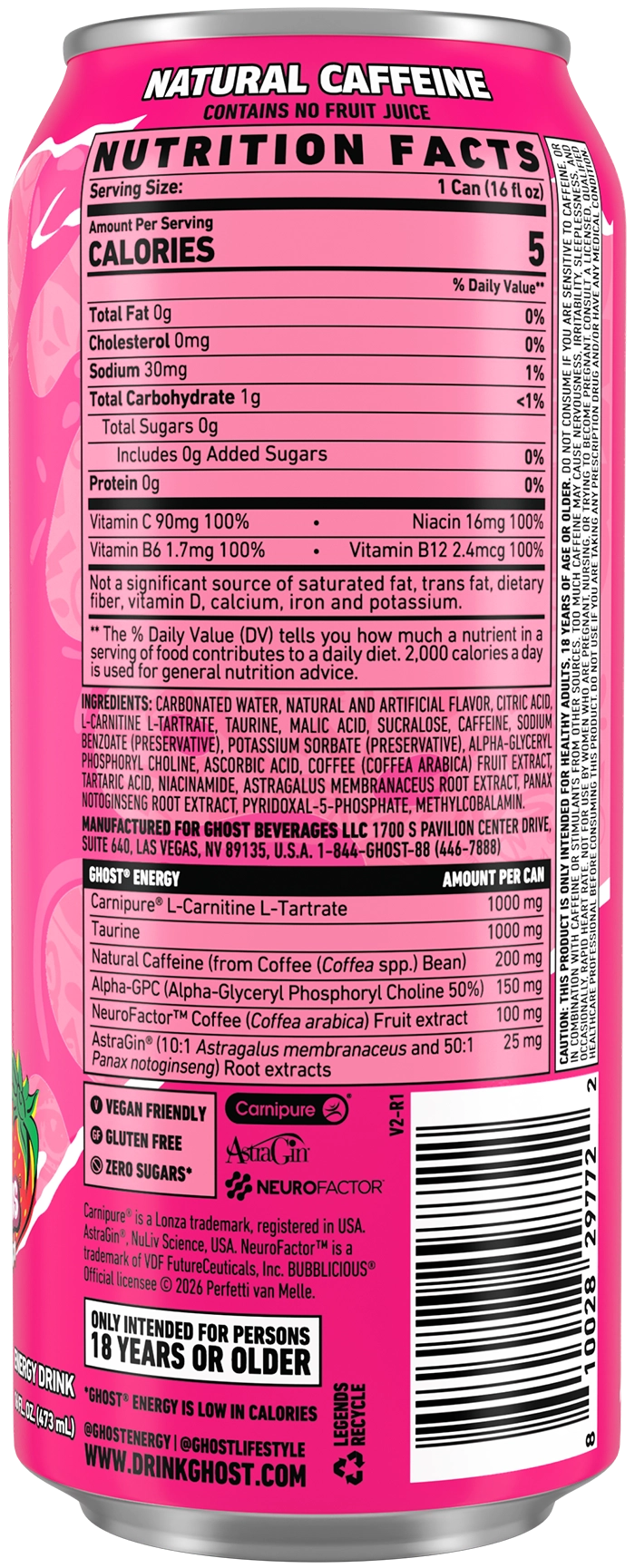 GHOST ENERGY — Strawberry Splash facts