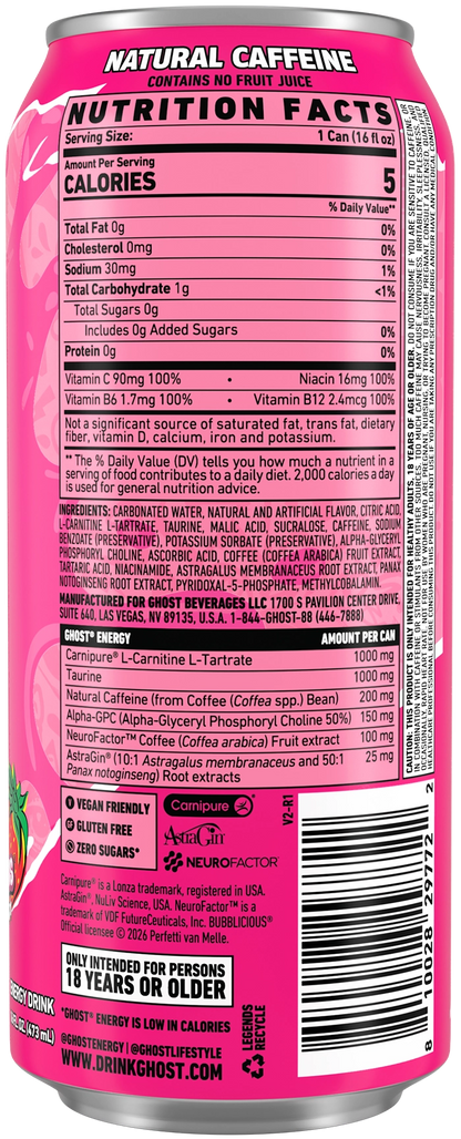 GHOST ENERGY — Strawberry Splash facts