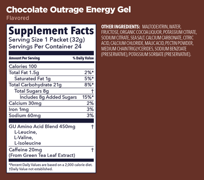 GU Energy Labs Gels — Chocolate Outrage facts
