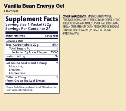 GU Energy Labs Gels — Vanilla Bean facts