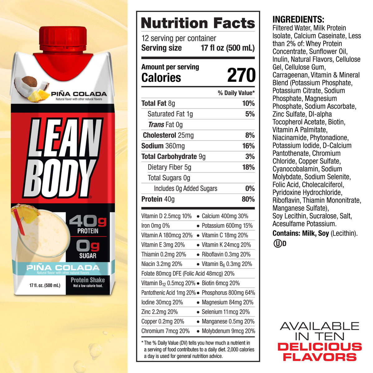 Labrada Lean Body RTD — Pina Colada facts