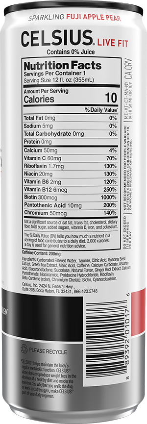 Celsius Energy Drink — Sparkling Fiji Apple Pear facts