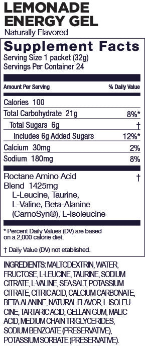 GU Energy Labs Roctane Gels — Lemonade facts