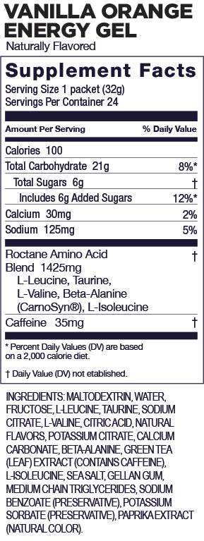 GU Energy Labs Roctane Gels — Vanilla Orange facts
