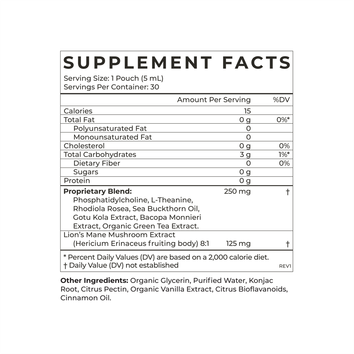 Cymbiotika Golden Mind Single Serving — Golden Mind Single Serving facts