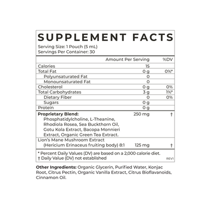 Cymbiotika Golden Mind Single Serving — Golden Mind Single Serving facts
