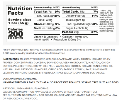Barebells Original Protein Bars — Key Lime facts panel