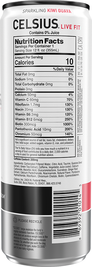 Celsius Energy Drink — Sparkling Kiwi Guava facts