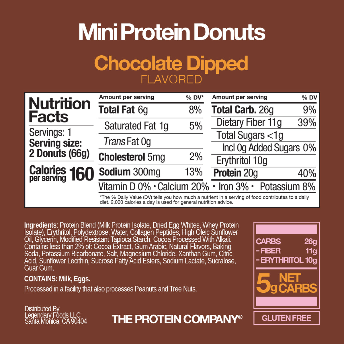 Legendary Foods Protein Donut — Choc Dipped facts