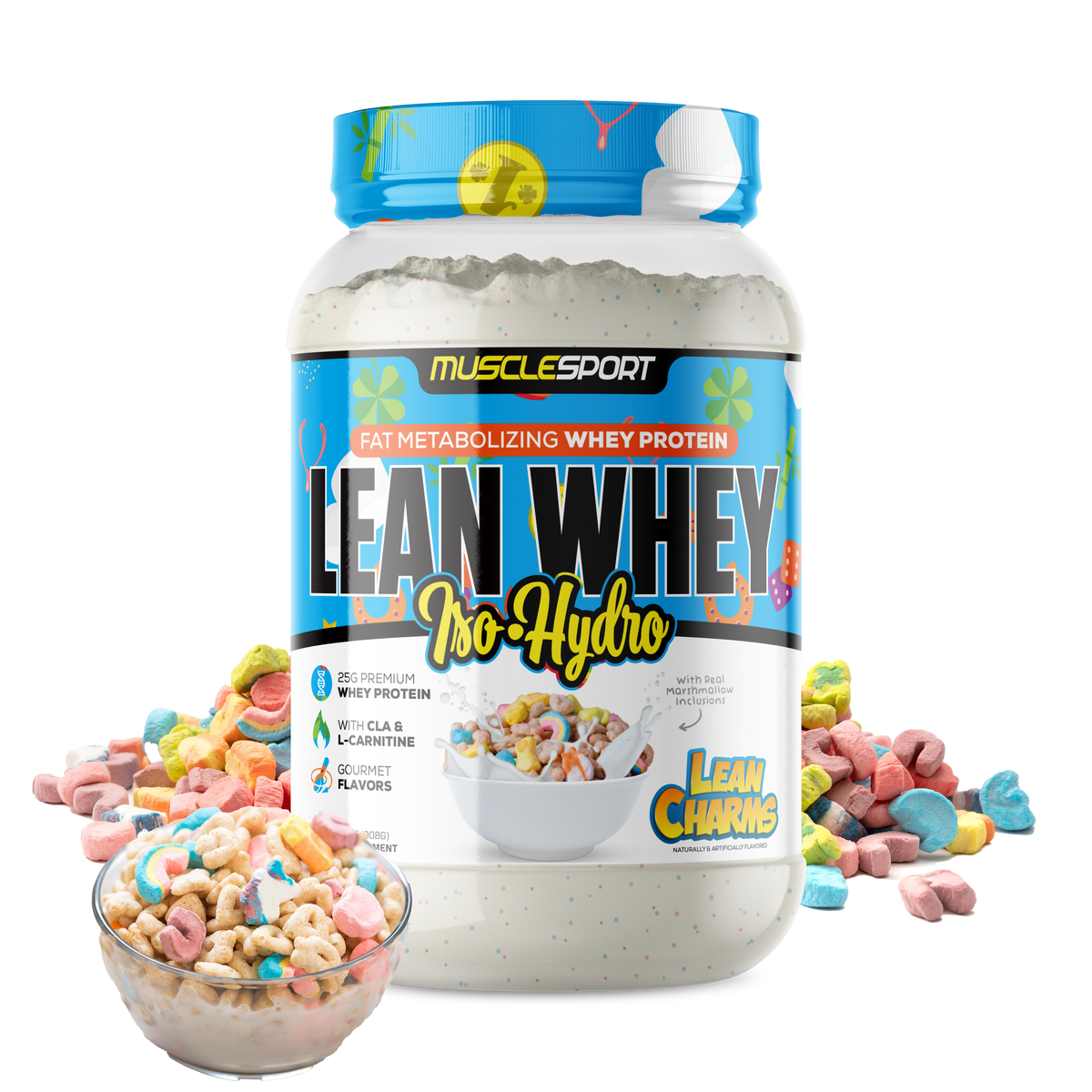 MuscleSport Lean Whey — 2lb Lean Charms support