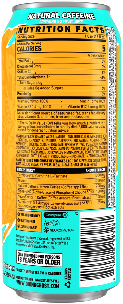 GHOST ENERGY — Tropical Mango facts