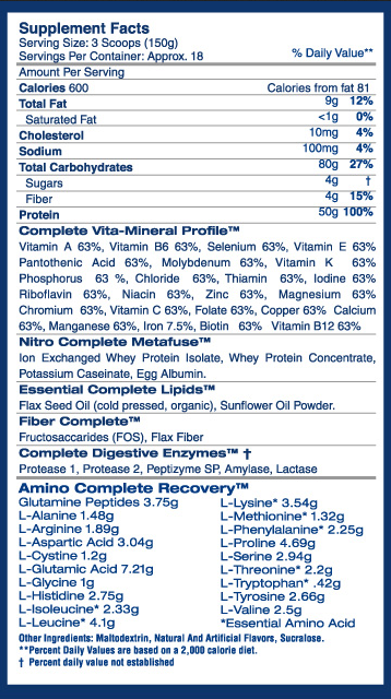 Optimum Health Nutrition Mass 600 6lb — Vanilla facts