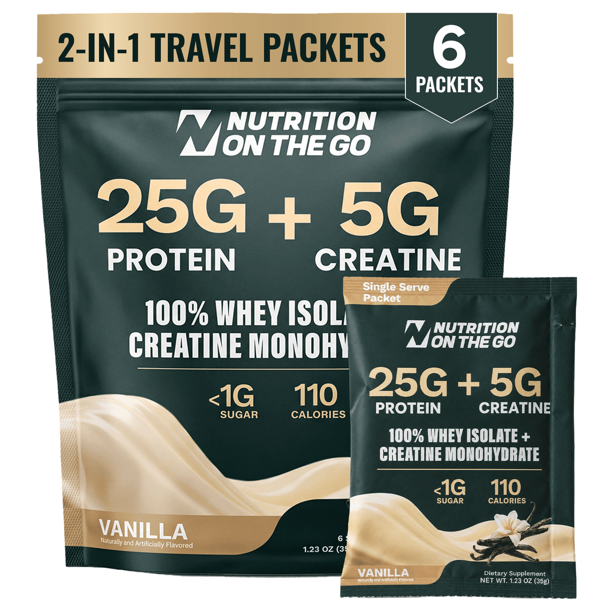 Nutrition On The Go Protein + Creatine — Vanilla 6 serving hero