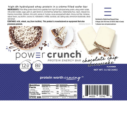 Power Crunch Protein Wafer Bar — Chocolate Chip Cheesecake facts