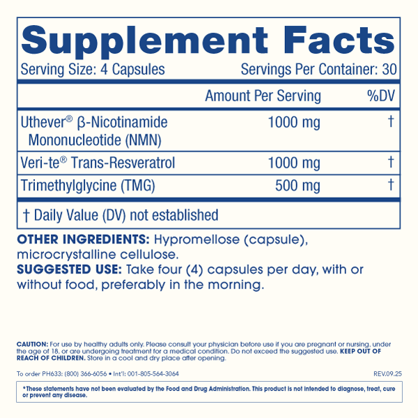 ProHealth Longevity NMN Pro Complete capsules 2500mg 120caps — NMN Pro Complete capsules 2500mg 120caps facts