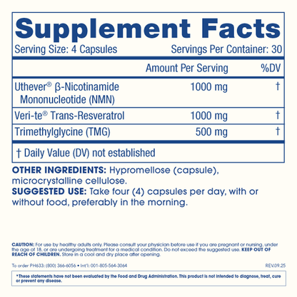 ProHealth Longevity NMN Pro Complete capsules 2500mg 120caps — NMN Pro Complete capsules 2500mg 120caps facts