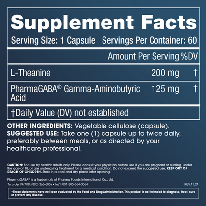 ProHealth Longevity Gaba Calm Plex 60 capsules — Gaba Calm Plex 60 capsules facts