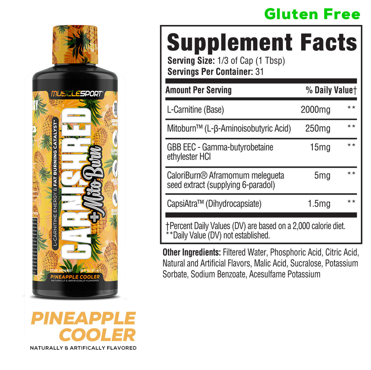 MuscleSport Carnished and Mitoburn — Pineapple Cooler facts